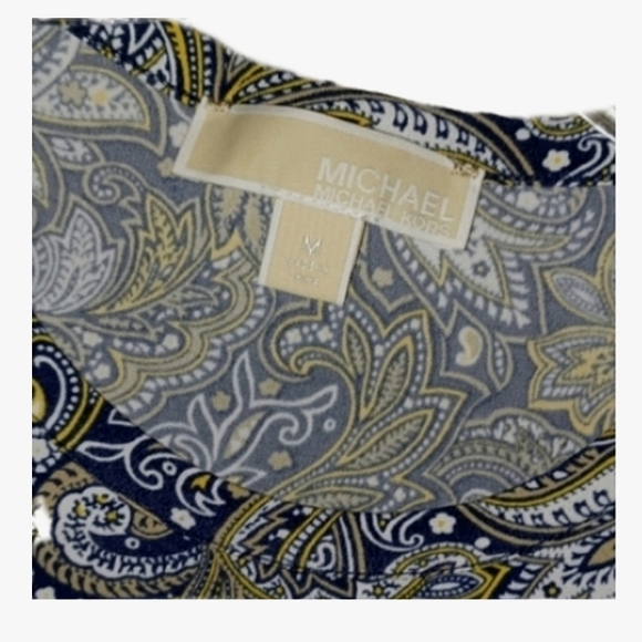 Michael Kors Navy Paisley Cold Shoulder Dress - Picture 5 of 5